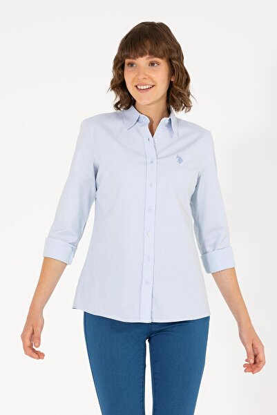U.S. Polo Assn. Women's Light Blue Long Sleeve Basic Shirt