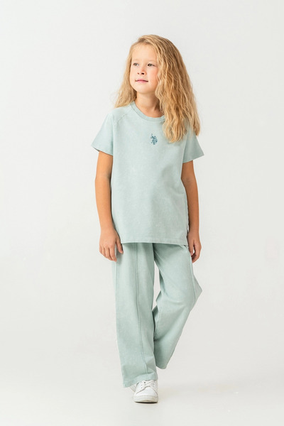 US Pollo Assn U.S.Polo Assn. Girls' Two-Piece Suit-Water Green