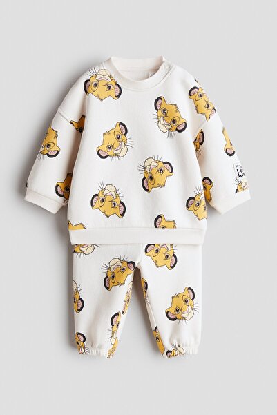 H&M 2 Parçalı Baskılı Sweatshirt Set