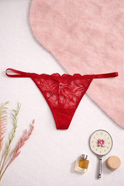 SCM LINGERIE KADIN KIRMIZI DANTELLİ TANGA