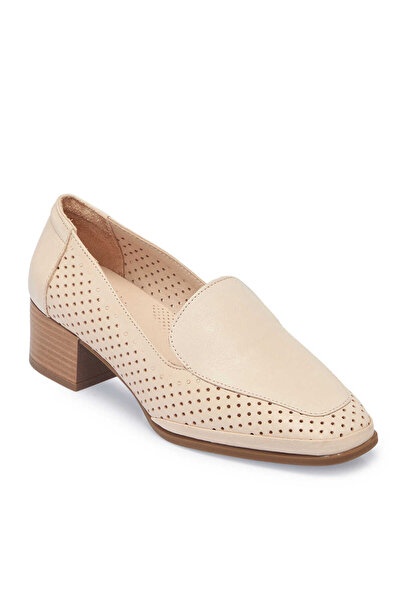 Tergan Bej Hakiki Deri Kadın Topuklu Ayakkabı - K25I1AY67833-A25