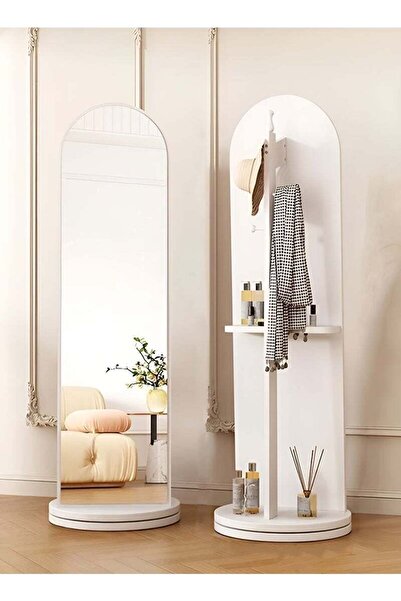M SMART Arched Mirror with Clothes Hanger Storage Shelf for Bedroom and Livin...