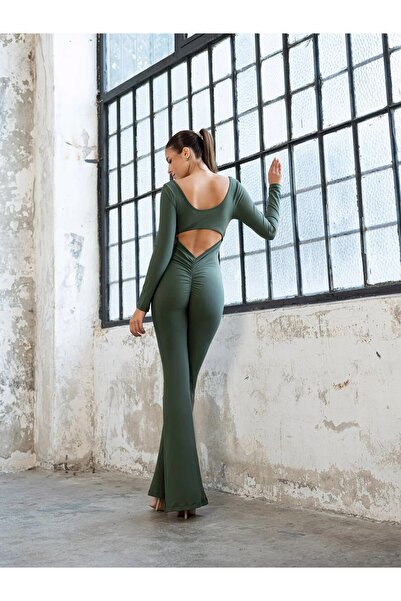 TÜKATO Salopetă sport cu mânecă lungă, culoare kaki, cu tivul strâns la spate...