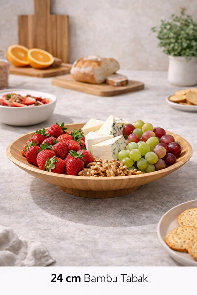 welcomein 24 cm Bambu Tabak | Doğal & Çevre Dostu | Çok Amaçlı Servis ve Sunu...
