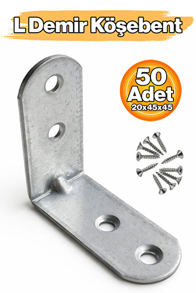 Badem10 L Demir Gönye 50 Adet Yuvarlak Başlı 20x45x45 mm Metal Köşe Birleştir...