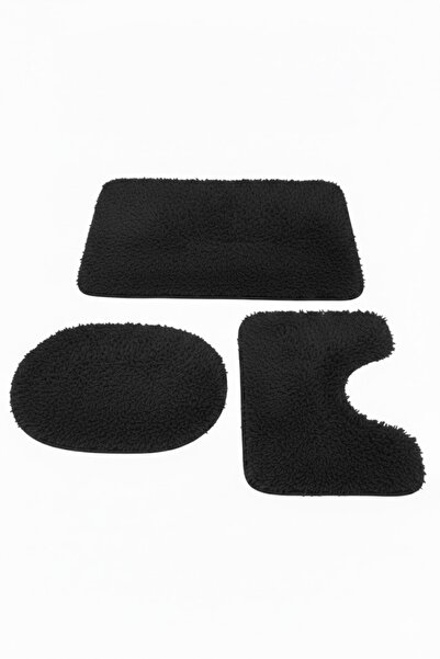 Sarar Plush Non-Slip Washable Bath Mat Toilet Set 3-Piece 50X80/50X60/40X45 (...