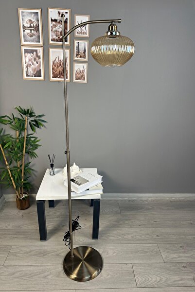 Bamyum Ruiz Bal Rengi Cam Eskitme Askı Gövde Metal Lambader Modern Dekoratif ...