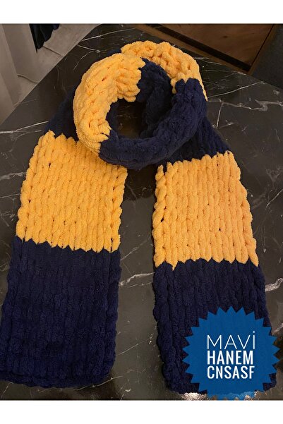 CNSASF Sarı Lacivert Atkı/El Örgüsü Atkı