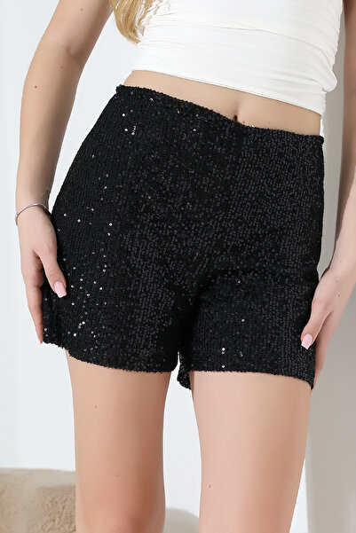 Thil Kadın Beli Lastikli Payetli Şort