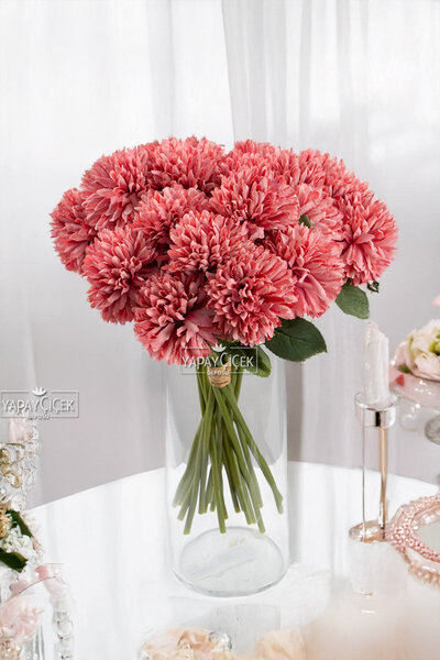 Yapay Çiçek Deposu Yapay Çiçek Top Krizantem 7li Mini Kartopu Demeti 30 cm Ma...