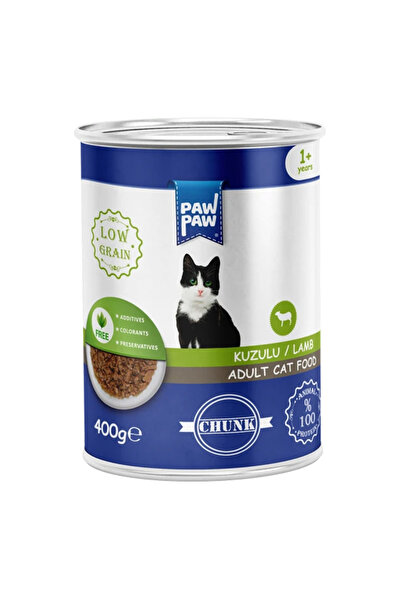 PawPaw Мокра храна за възрастни котки, парченца агнешко в сос, 400 г, нискозъ...