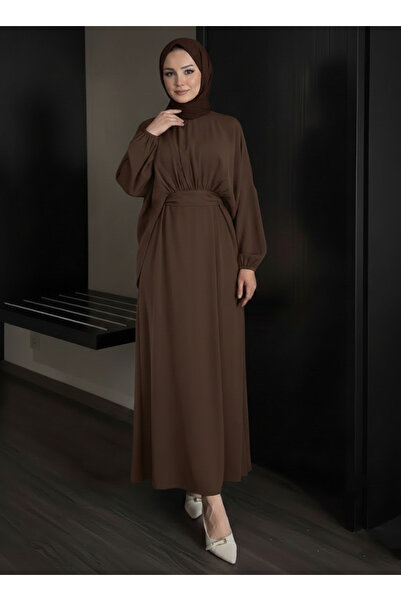 Lunsera Store فستان مزدوج برباطات - بني