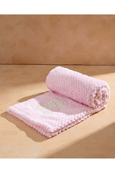 REDTAG بطانية شيربا من الفلانيل الوردي الفاتح