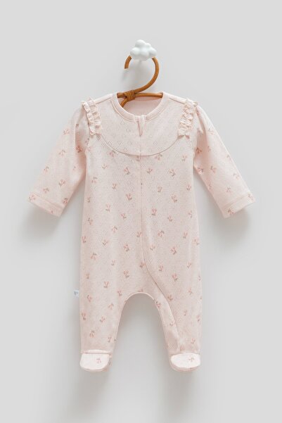 Caramell All Time Girl Jacquard Jumpsuit for 0-6 Months - Pink 100% Cotton