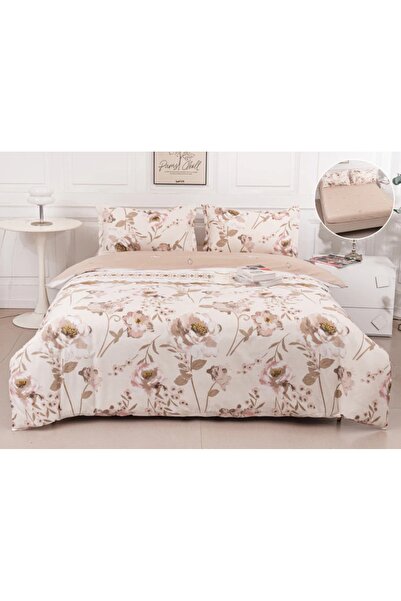 trendyhome Double Bed Linen Satin Cotton with Elastic, 4 Pieces, 180×200