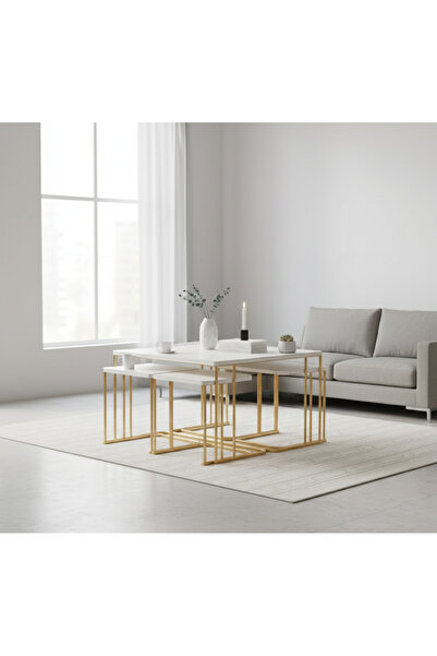 ZİGON SEHPA TAKIMI MOBİLYA 5li TEKERLEKLİ 4+1 ORTA SEHPA