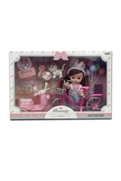 Family Center Doll Beauty with Bicycle and a Motorcycle