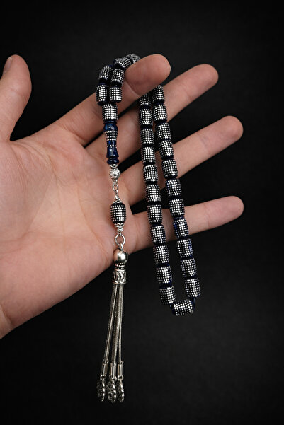 Eflatun Collection El Yapımı 925 AYAR Gümüş İşlemeli Ateş Kehribar Tesbih