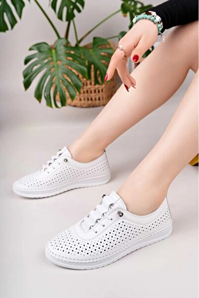 Deri Expres Γυναικεία καθημερινά ΛΕΥΚΑ Παπούτσια από Γνήσιο Δέρμα