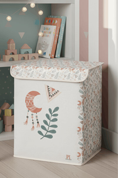PH Prendi Home صندوق تخزين متعدد الأغراض للألعاب بغطاء بنمط القمر والأوراق، م...