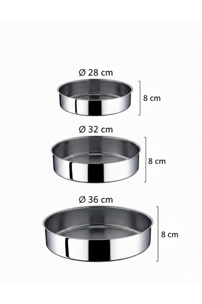 Arsel 304 Quality Steel Round Deep Oven Baklava Pastry Dessert Tray Set of 3 ...