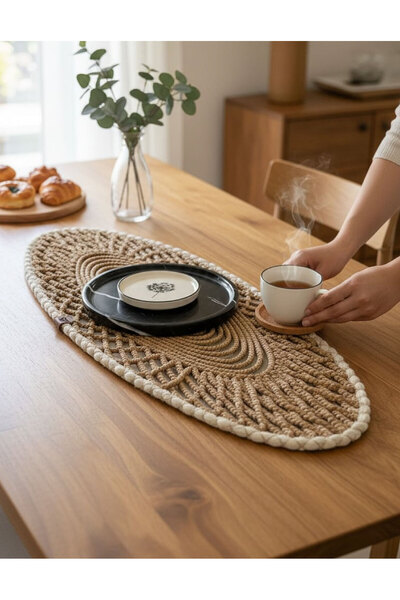 home inn Covoraș oval modern - Față de masă model tricotat 85x35 cm - Covoraș...