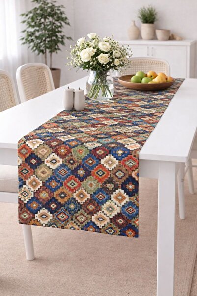 Eys مفرش طاولة من قماش بيبي فيس مطبوع رقميًا مقاس 40x140 سم مبطن