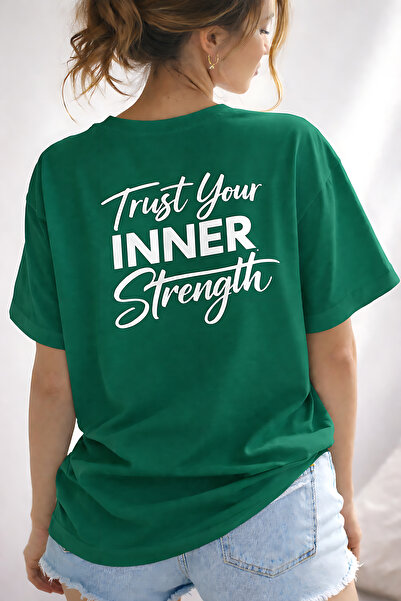 ArtYus Trust Your Inner Strength Back Printed Cotton Relaxed Fit Round Neck U...