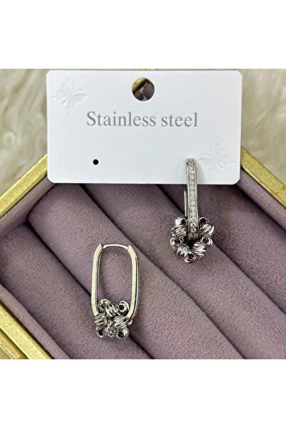 Septemmart Silver Color Zircon Stone Dorika Ball Harness Detailed Ellipse Ear...