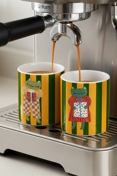 megodesignn 2'li Turuncu&Yeşil Çizgili Tasarım Sevimli Kurbağa Desenli Serami...