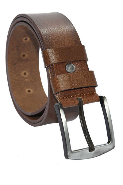 S.S SÜZER DERİ Tan Single Layer Buffalo Leather Solid Color 4.5 cm Sports Bel...