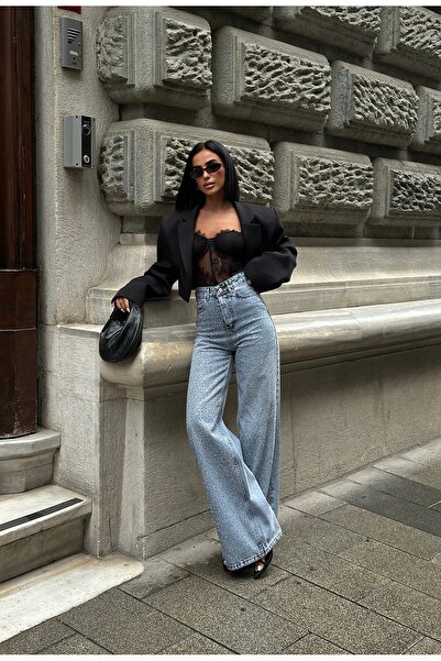 Ağgez Women's Stoned Wide Leg Jeans