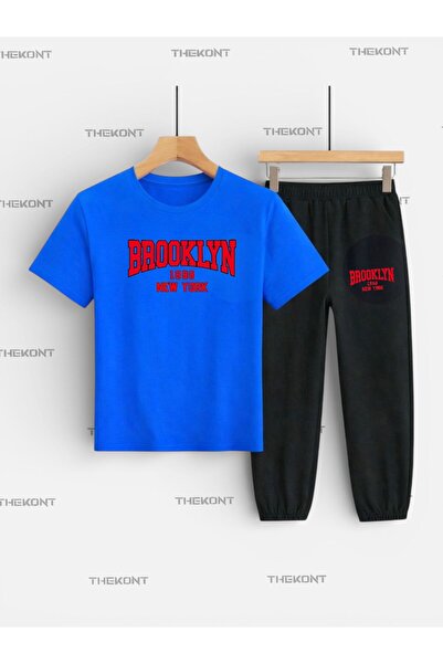 THEKONT SET PENTRU COPII ROȘU BROKLYN CU IMPRIMEU TEXT (TRIUNGLUȚ CU GĂRĂȘI -...