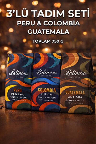 Lalinora Coffee Co 3'lü Tadım Seti - Peru - Colombia - Guatemala - Single Ori...