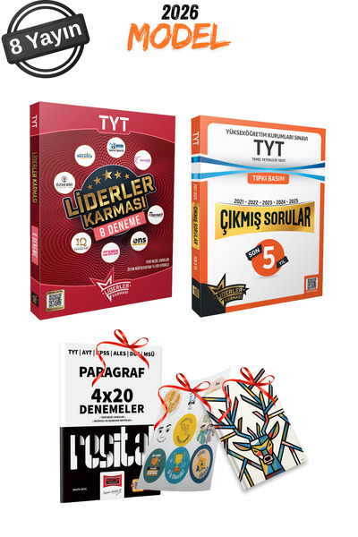 LİDERLER KARMASI 2026 Model TYT 8 Farklı Yayın 8 Deneme Seti + TYT Son 5 Yıl ...
