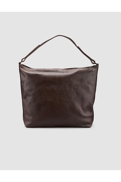 Cabani حقيبة كتف نسائية من الجلد الطبيعي باللون البني الناعم الملمس