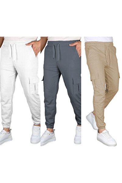 KİMSE GÖRMEDEN Men's Tracksuit with Double Cargo Pockets, 3-Piece Set, 3 Piec...