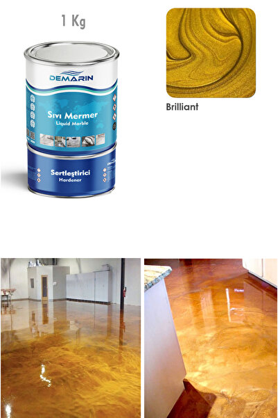 Demarin Solventsiz - Kokusuz Sıvı Mermer, Liquid Marble (tezgah, Zemin Boyası) METALİK SERİ