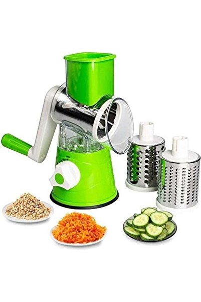 Dinex Manual cheese grater in a cylindrical shape, 3-in-1 rotary slicer/grind...