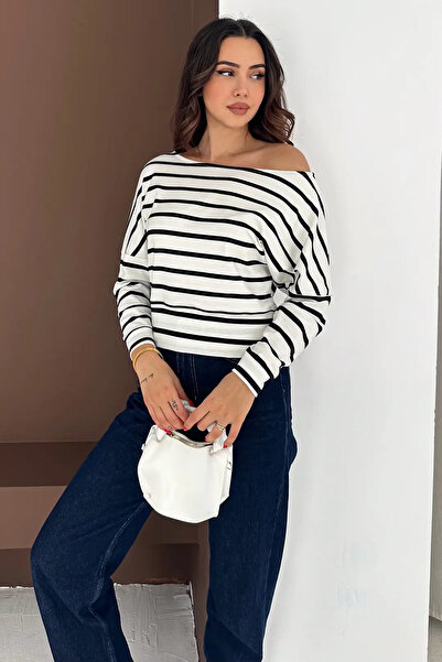CARLA MARA Women's Off-The-Shoulder Striped Blouse