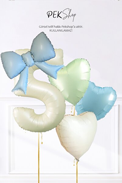 PEKSHOP Pink Bow Age Balloon with 3 Heart Balloons Birthday Balloon Set Set224