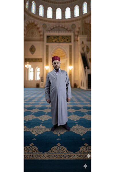 koçaktoptan Cübbe Buhara Collar Plain Gray