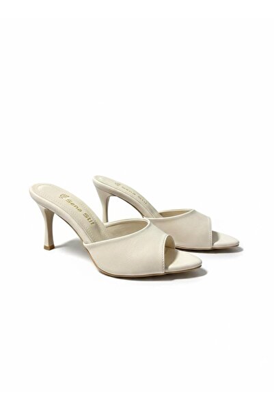 SENASTİL Women's Patent Leather Open-Toe Shoes with Thin 9 cm Heels Slippers