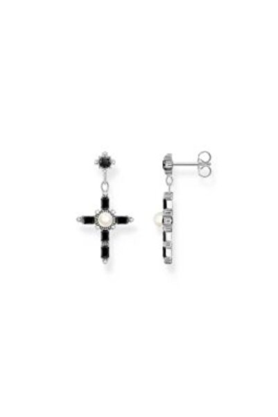 Thomas Sabo H 2312-167-11 Silver Earrings Cross Romance Black Ladies