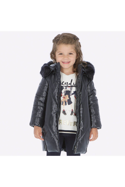 MAYORAL Kız Çocuk Su ve Soğuk Geçirmez Kapüşonlu Uzun Mont