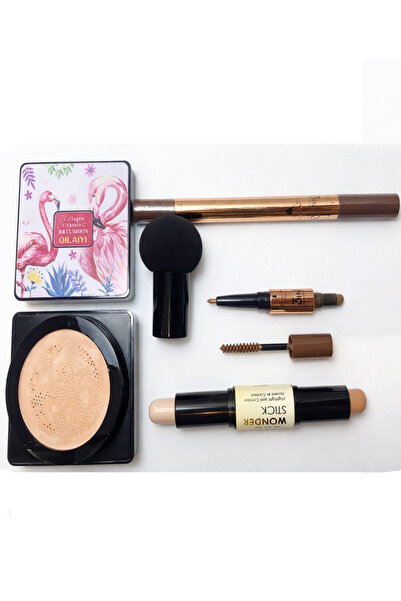 QILAIYI Complete Makeup Set – BB Cushion + Eyebrow Products (Wonder Stick, Pe...