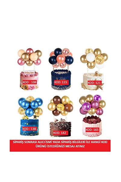 hediyehobihersey Pasta Dekorasyon Seti, Pasta Balonu, Çubuklu Pasta Balon Kiti