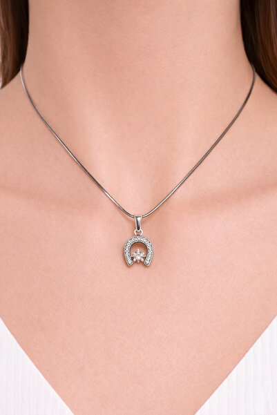 femline قلادة نسائية مرصعة بالأحجار اللامعة مع شكل حدوة حصان