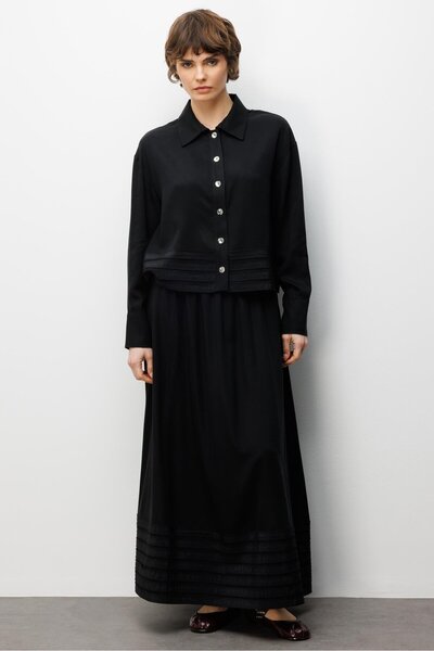 Micca %100 Doğal LyoCELL ile Dökümlü Soft Hissiyat ve Elişi Bant Detaylı Maxi...