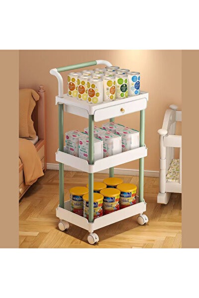 Viyogo Portable shelf with 3 levels and 1 drawer, carrying handle, 36.5 x 28 ...